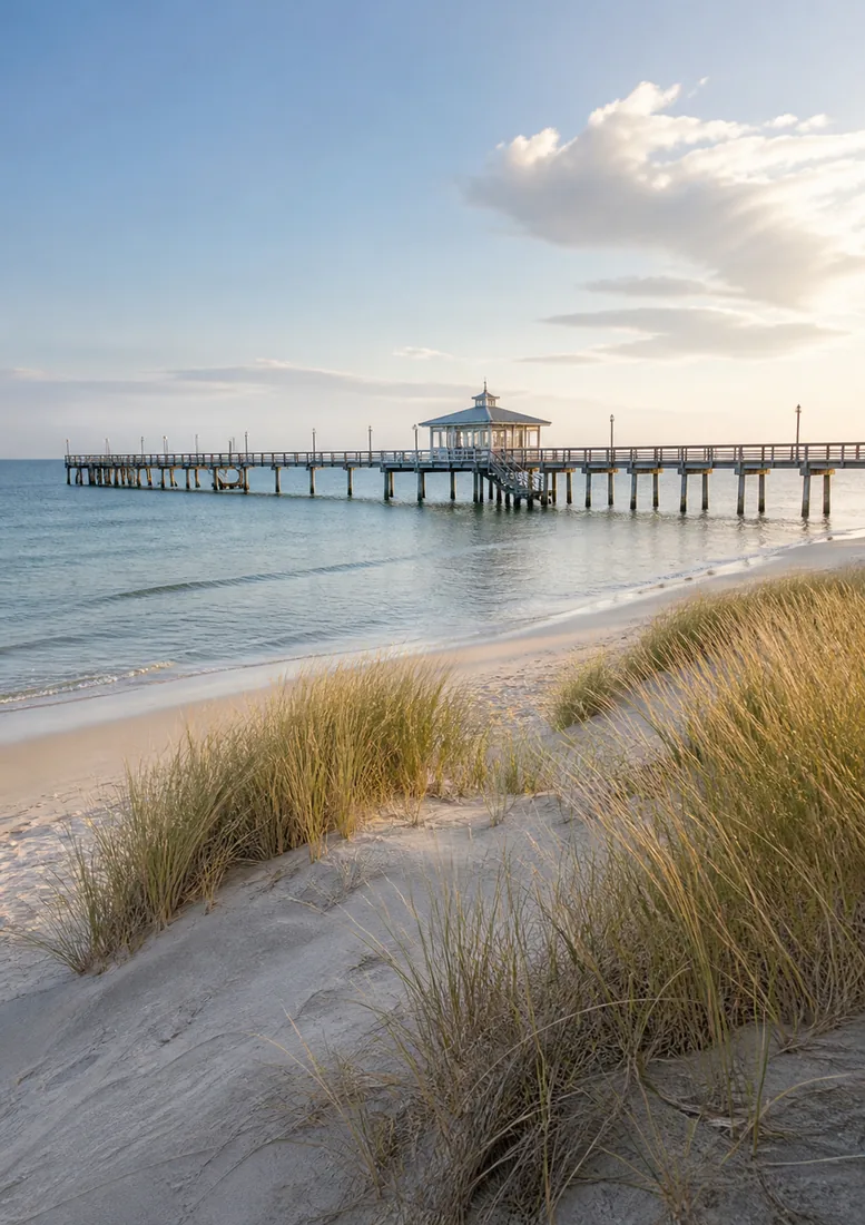 Helle Ostseeküste mit Dünen, Strandgras und ruhigem Meer