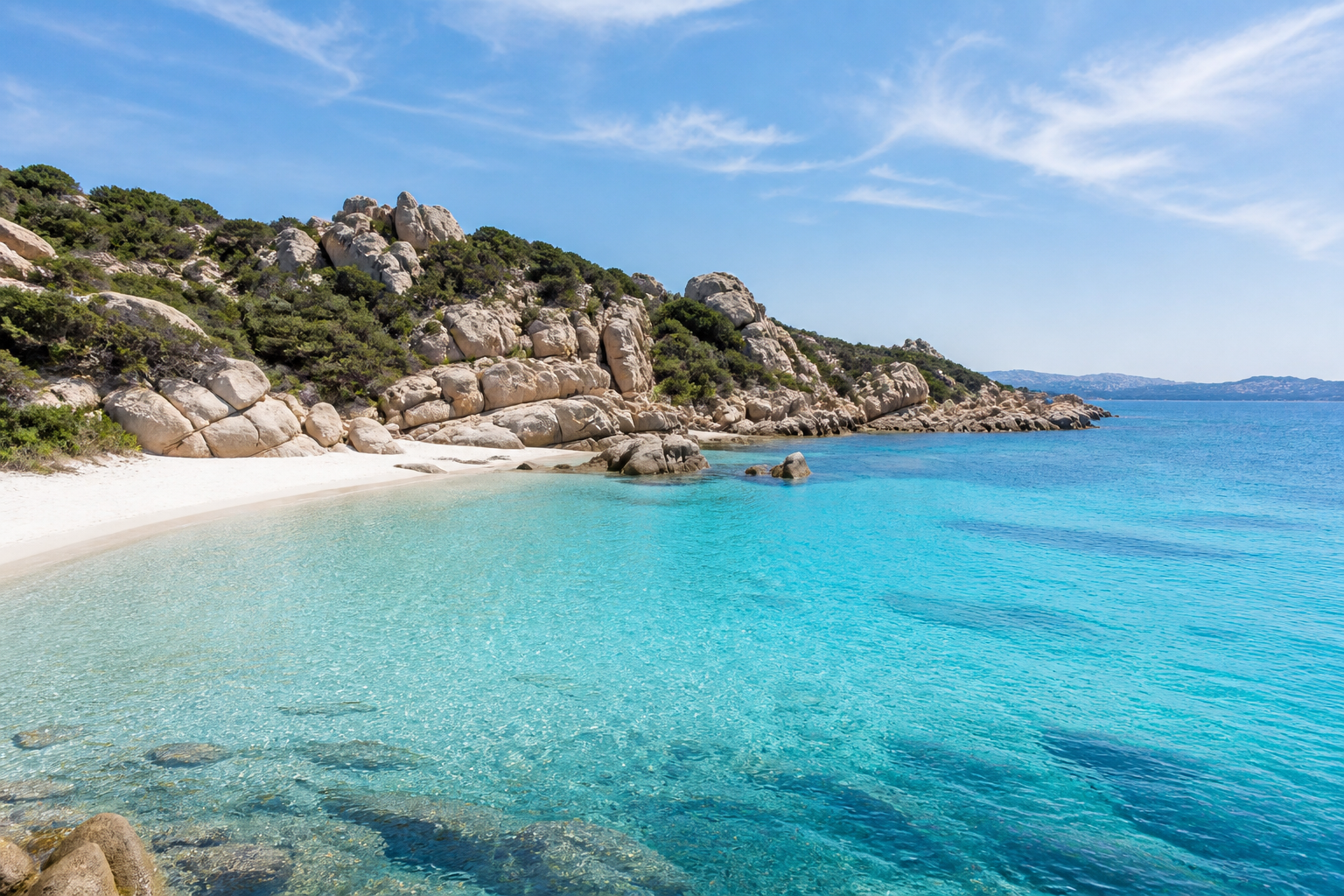 Türkisfarbene Bucht an der Küste Sardiniens